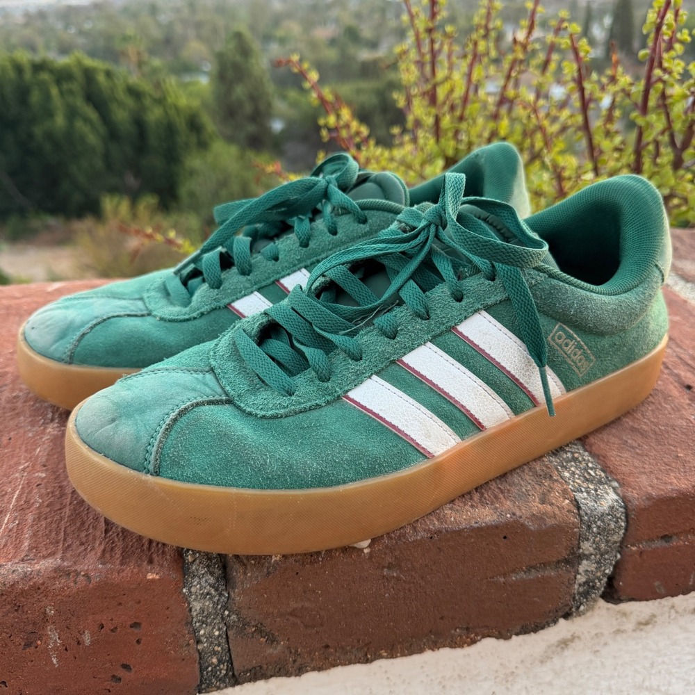 Adidas VL Court 3.0 Green Suede Gum Sole Sneakers Size 10 IH4790 Streetwear